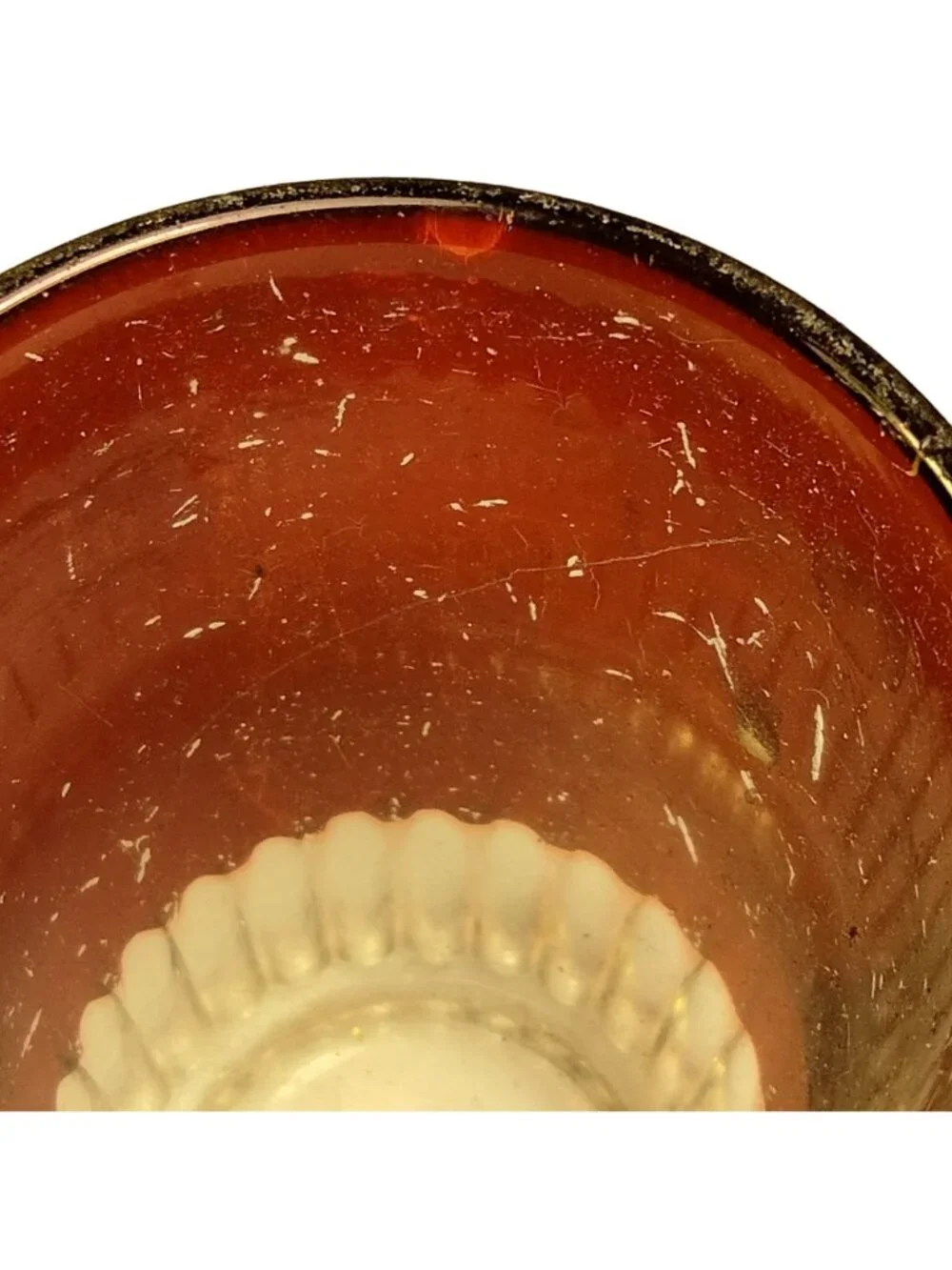 Souvenir Shot Glass North Branch Michigan Vintage Red Glass Cut Glass Bottom